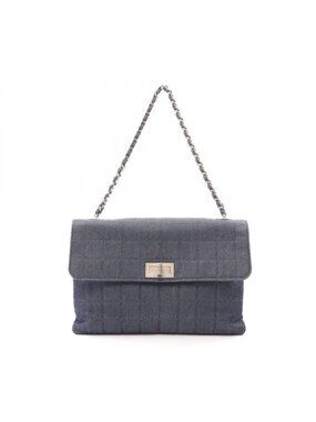 Chanel Handbag Choco Bar Indigo Blue Denim Bar Chain
